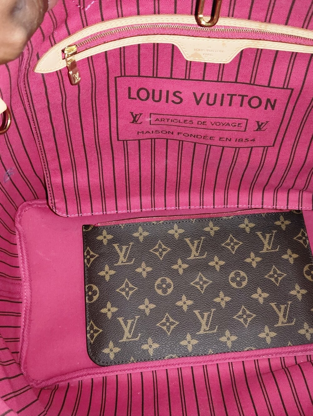 Louis Vuitton Monogram Canvas Tote with Pink Zip Detail Neverfull GM - Picture 3 of 16